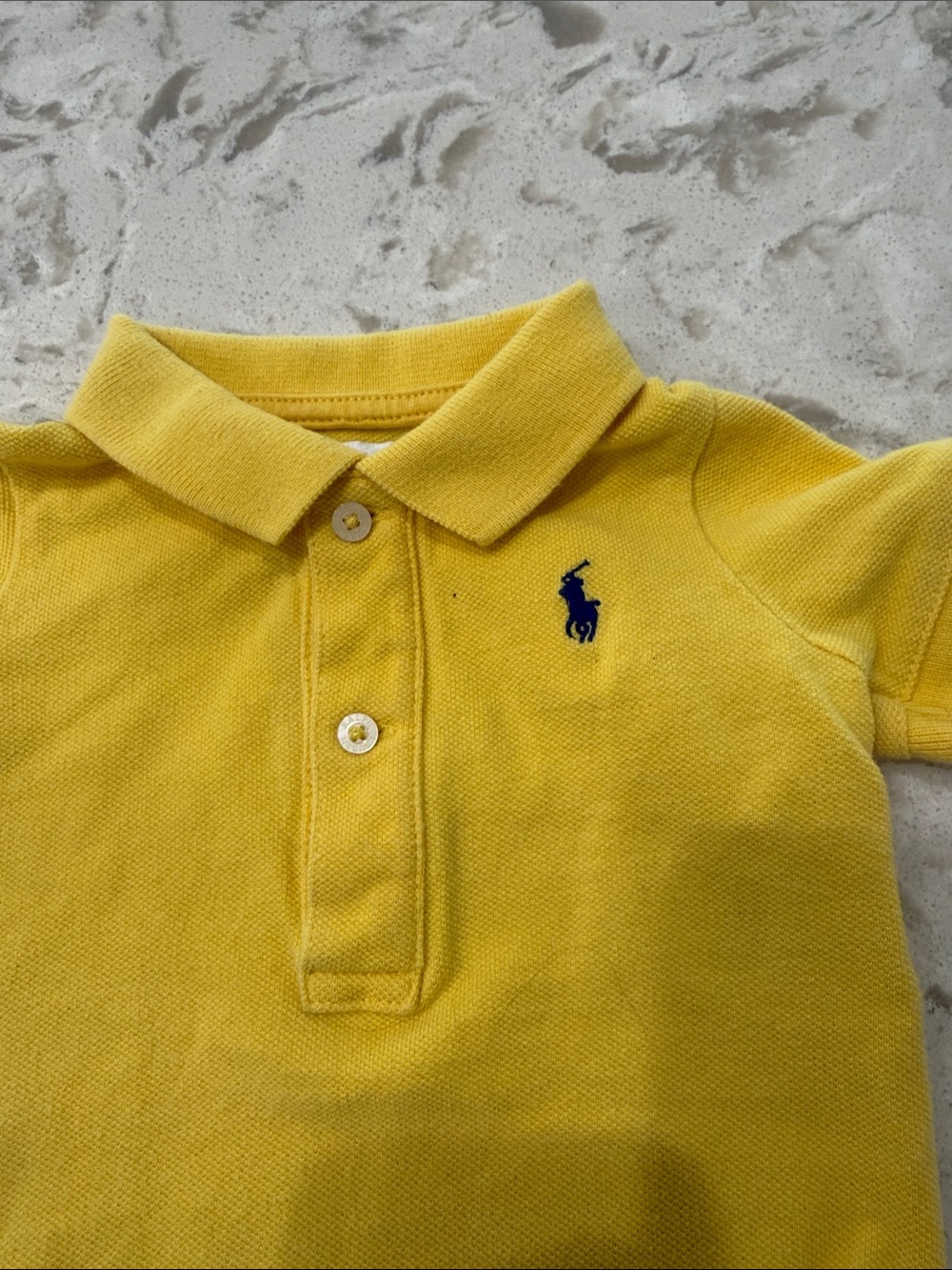 Ralph Lauren Polo Yellow Polo Onesie with Navy Pony